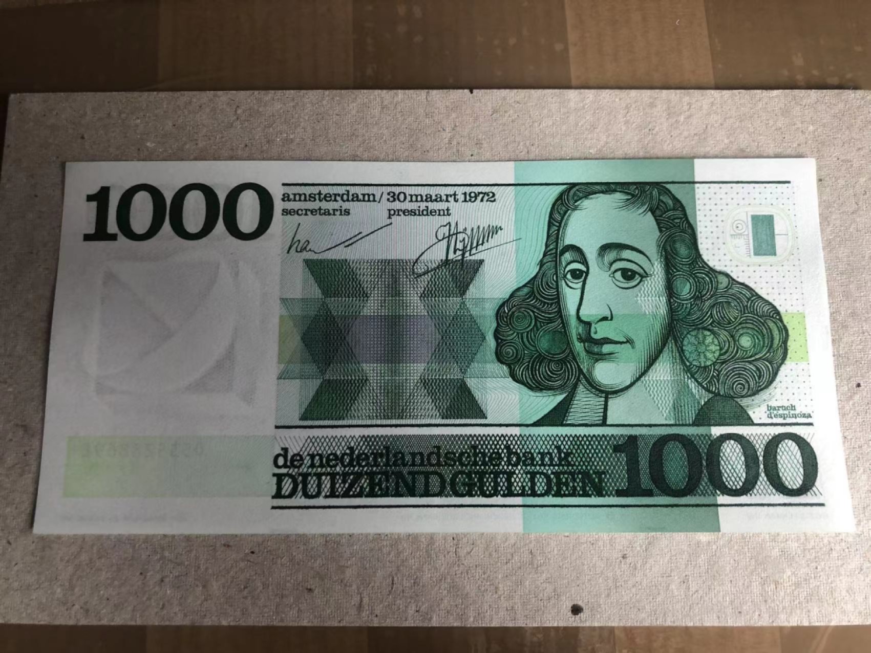 【Blue Auction】✨世界纸币精拍第190期【精】 荷兰🇳🇱 1972年1000盾 经典斯宾诺莎 全新UNC