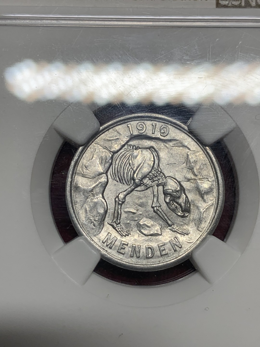 《竞宝斋》第63场-本周日 （全场不限金额包邮） NGC-MS62 德国 1920年 门登洞熊50芬尼铝币 紧急时期小名誉品