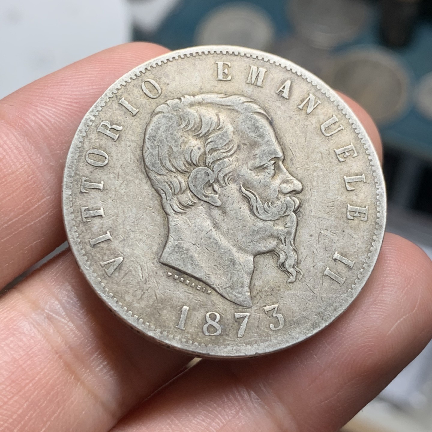 《竞宝斋》第63场-本周日 （全场不限金额包邮） 意大利1873年原味5里拉银币