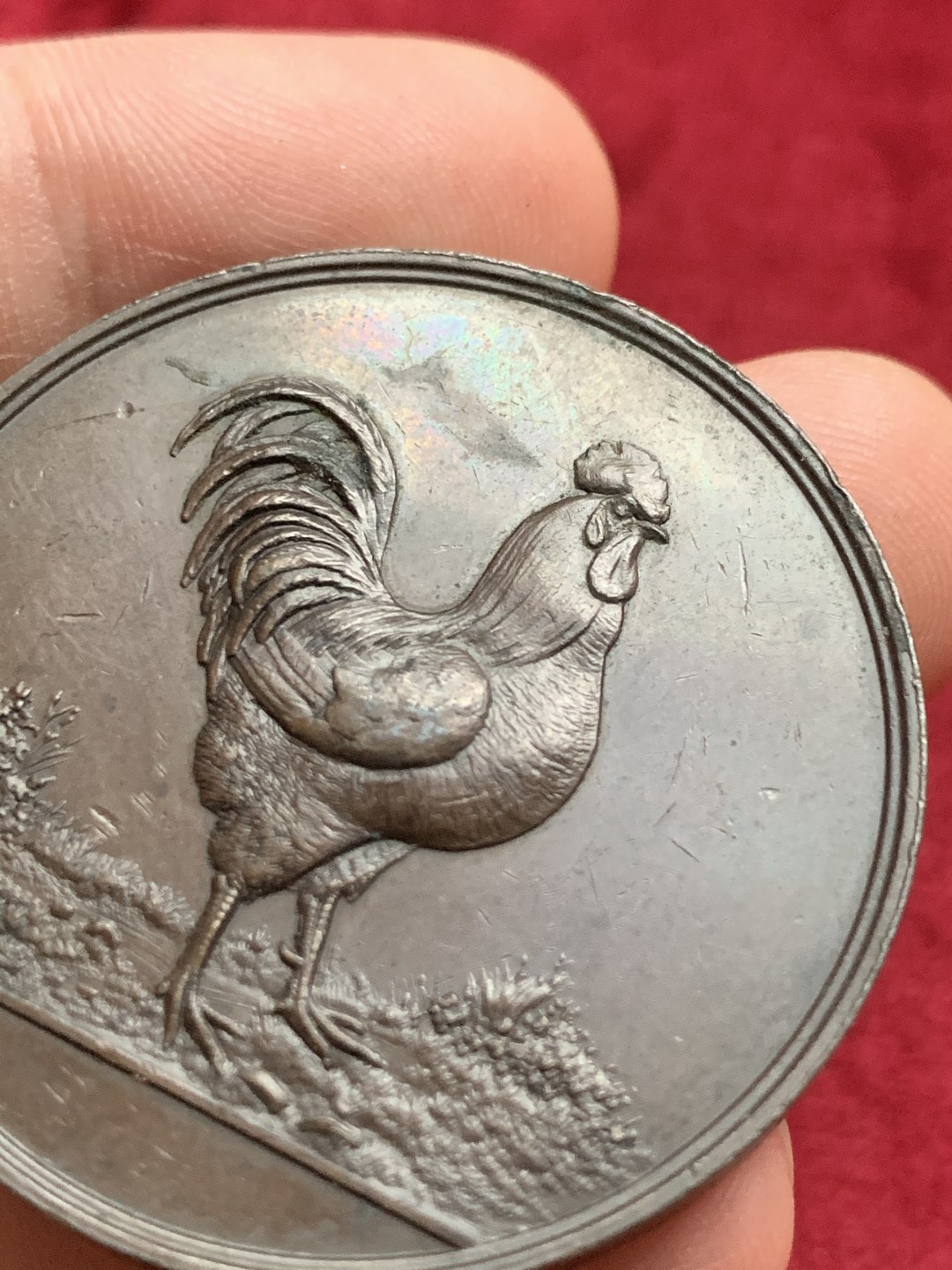 《竞宝斋》第63场-本周日 （全场不限金额包邮） 德国大公鸡铜章高浮雕 40mm，33克