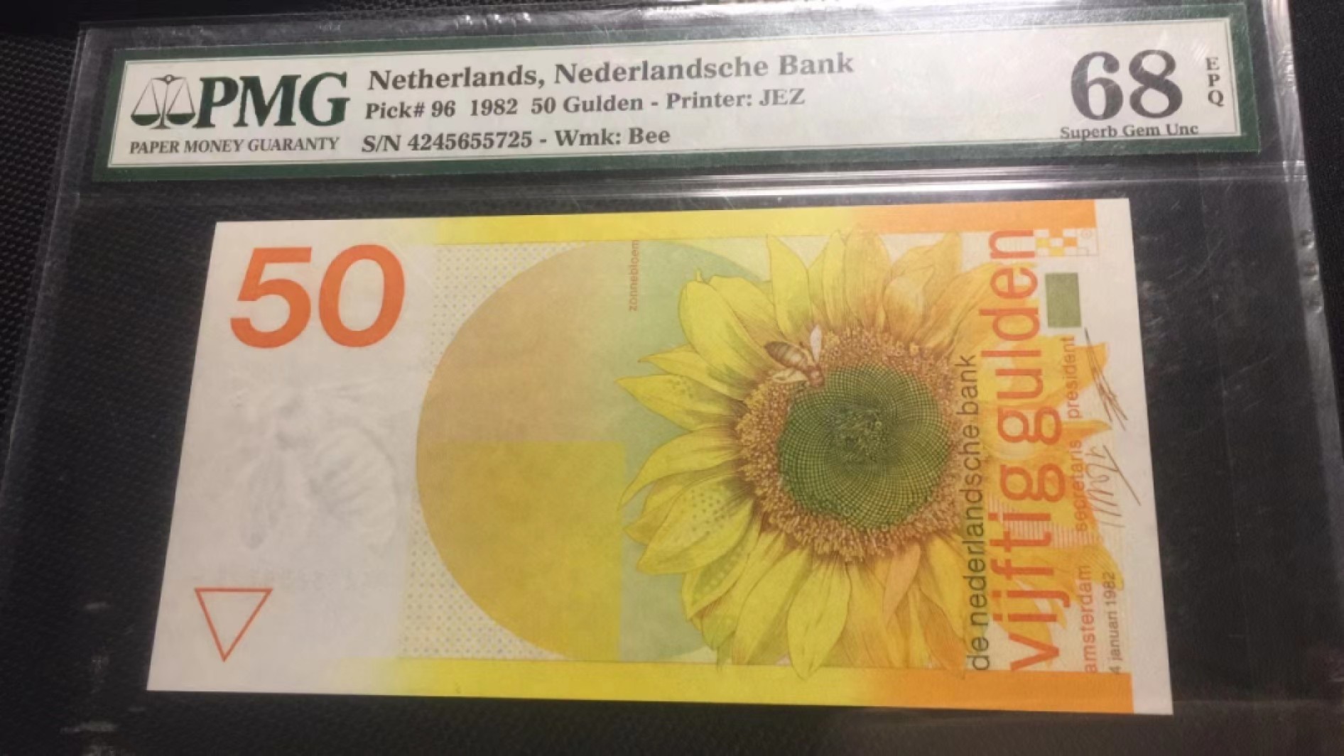 【Blue Auction】✨世界纸币精拍第190期【精】 荷兰🇳🇱 1982年50盾 PMG68EPQ 高分向日葵🌻