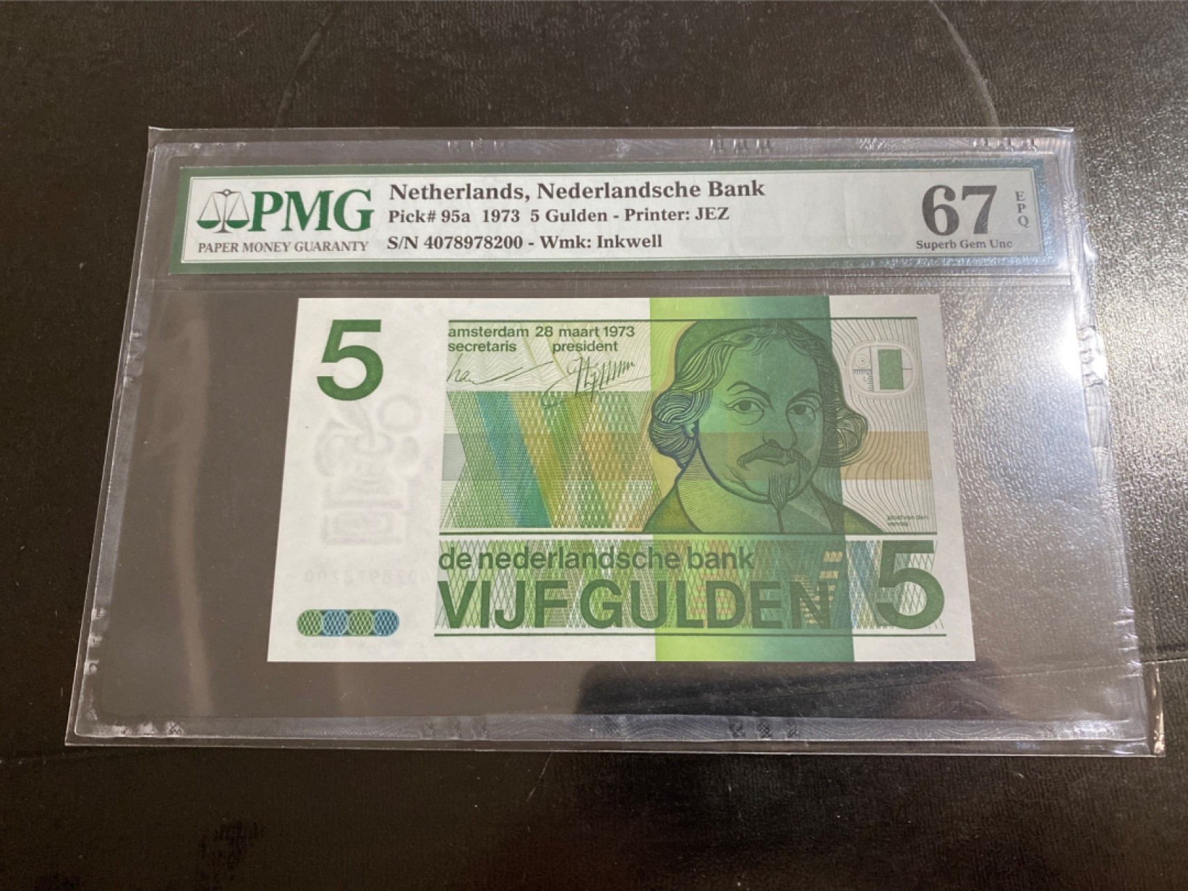 收藏联盟Quantum Auction第166期 即将开拍还有很多大漏等着您！大货送拍返佣活动进行时 1973年荷兰5盾 PMG67E