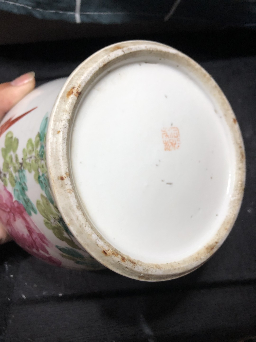 晚清光绪名家冯启顺作浅绛花鸟将军罐