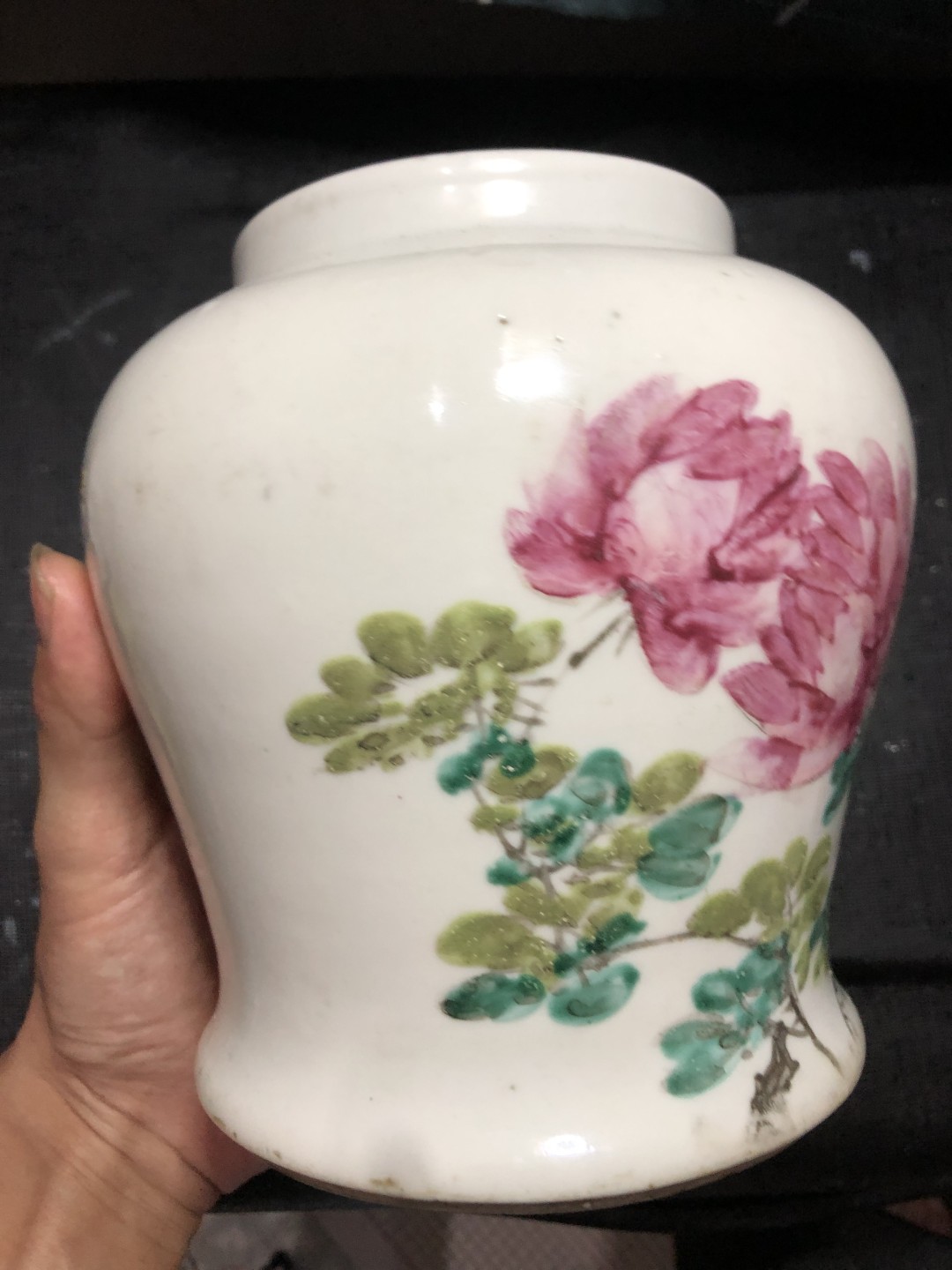 晚清光绪名家冯启顺作浅绛花鸟将军罐