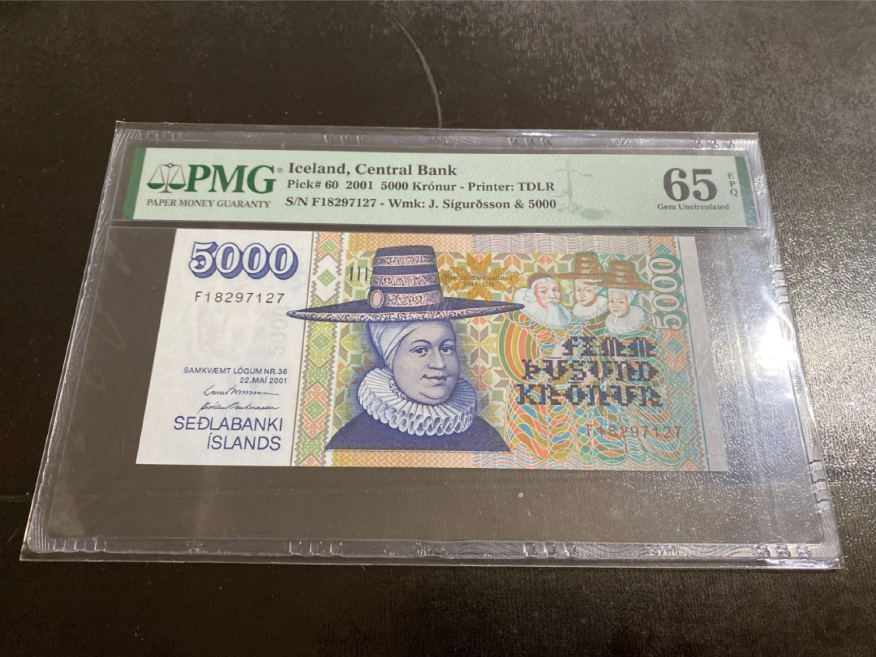 收藏联盟Quantum Auction第166期 即将开拍还有很多大漏等着您！大货送拍返佣活动进行时 2001年冰岛5000克朗 PMG65E