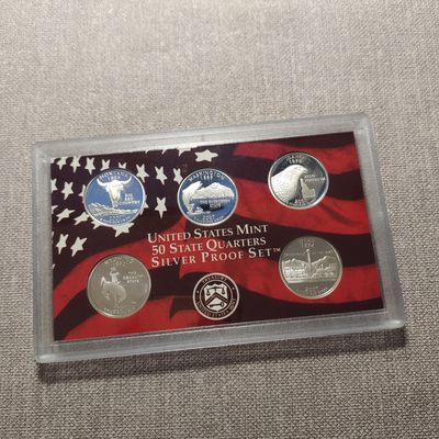 0起1加-纯粹捡漏拍-88场包邮 - 美国2007年25分州币5枚全银精制套币