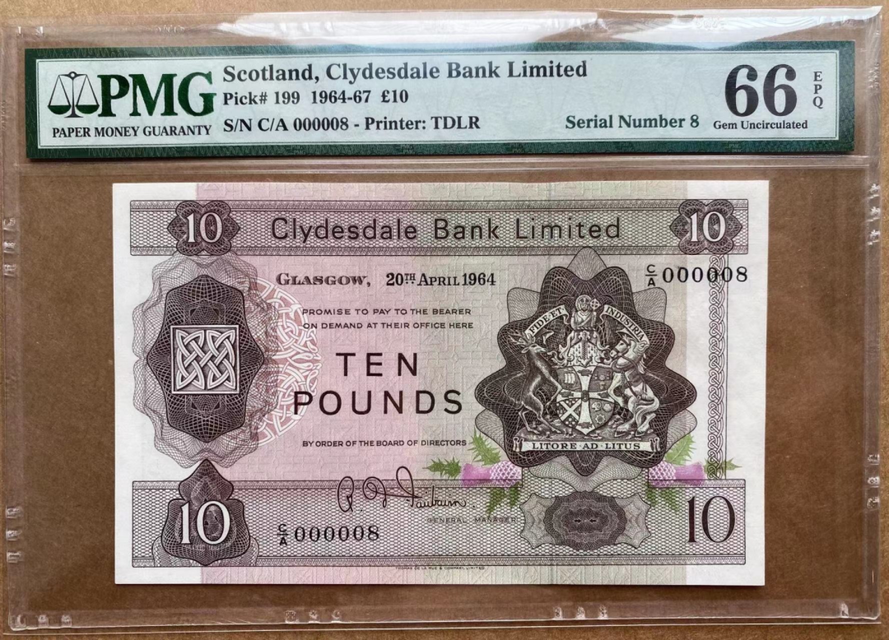 【Blue Auction】✨世界纸币精拍第190期【精】 【大珍 首发8号极小号】苏格兰 🏴󠁧󠁢󠁳󠁣󠁴󠁿1964～67年10镑 背面雕刻极致 PMG66EPQ 非常精美
