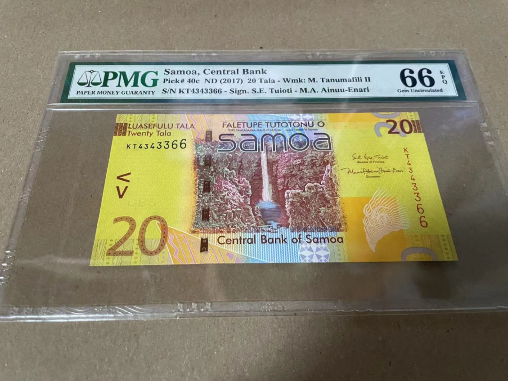 【Blue Auction】✨世界纸币精拍第190期【精】 【c版】萨摩亚 2017年20塔拉 PMG66EPQ 