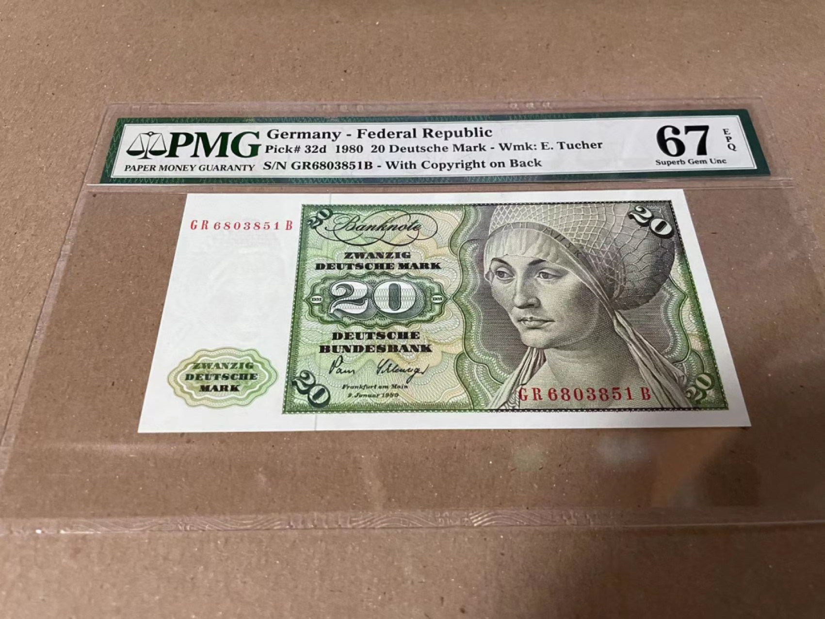 【Blue Auction】✨世界纸币精拍第190期【精】 【无47】德国 1980年20马克 PMG67EPQ