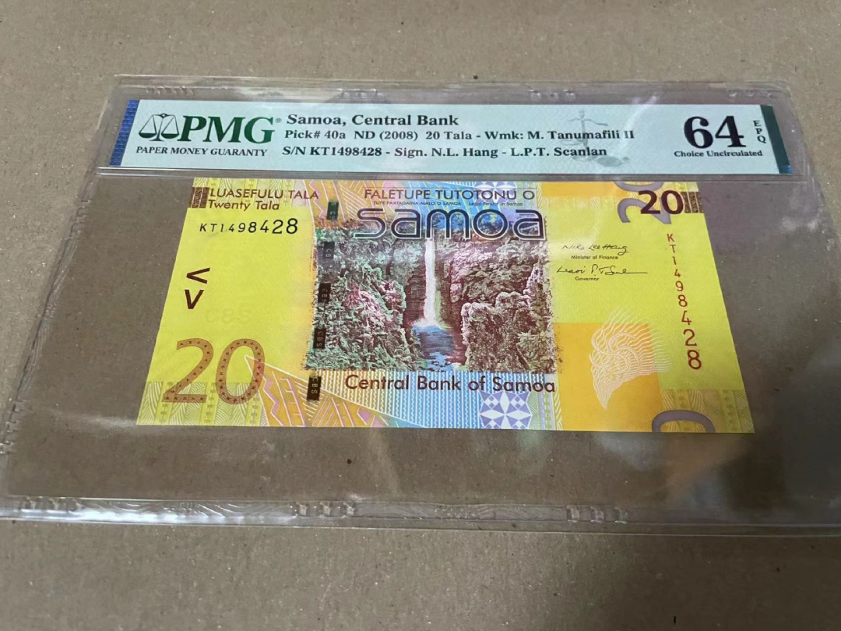 【Blue Auction】✨世界纸币精拍第190期【精】 【a版】萨摩亚 2008年20塔拉 PMG64EPQ 