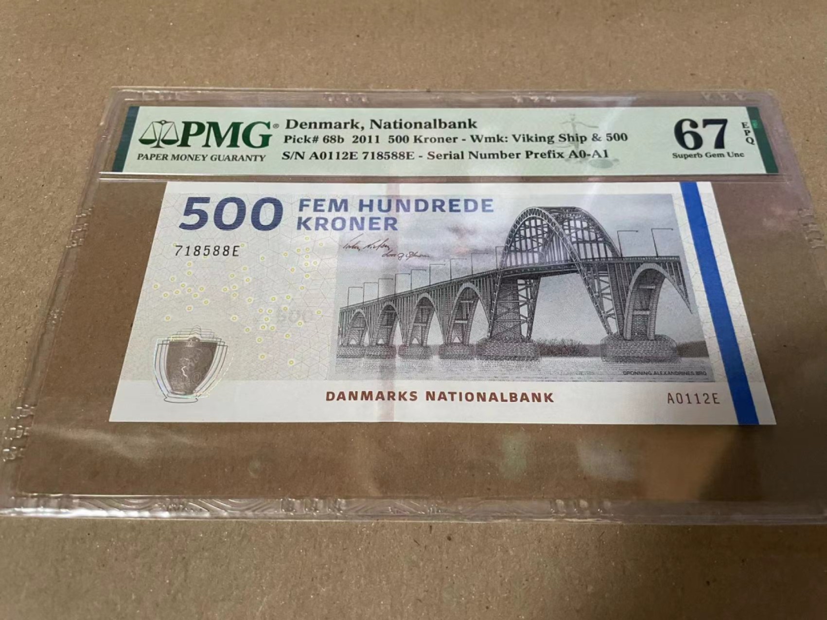 【Blue Auction】✨世界纸币精拍第190期【精】 【A0冠】丹麦 2011年500克朗 PMG67EPQ 