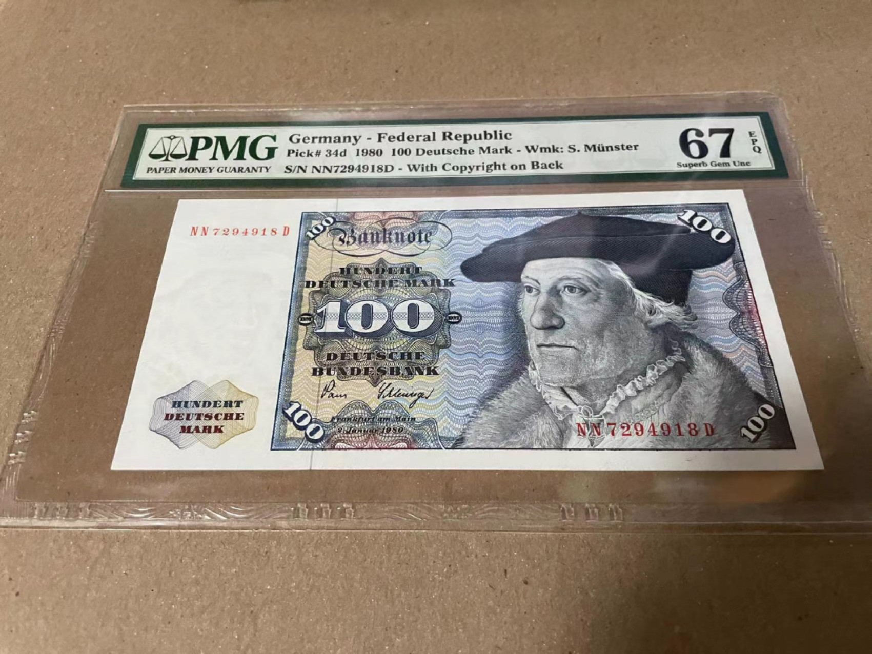 【Blue Auction】✨世界纸币精拍第190期【精】 【升值品种】德国 1980年100马克 PMG67EPQ 明斯特