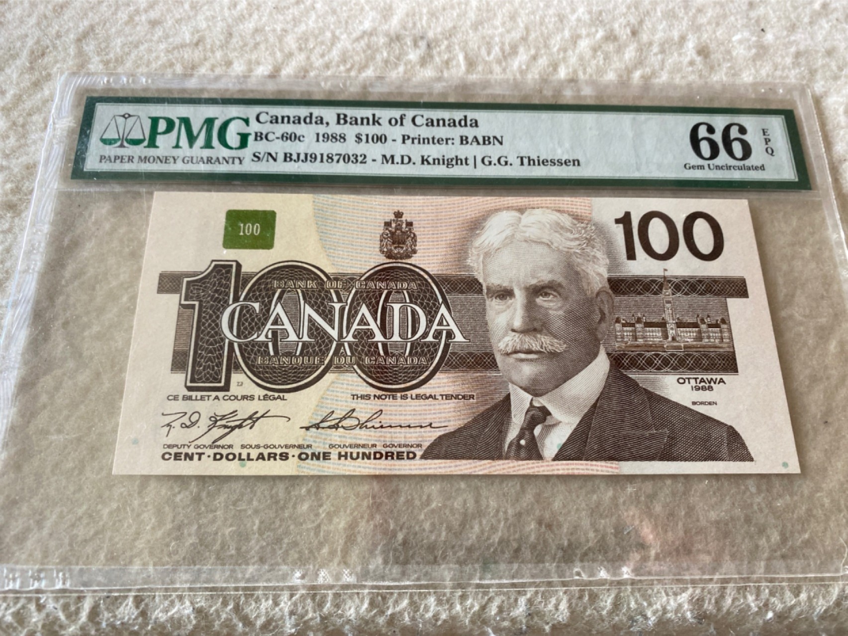 收藏联盟Quantum Auction第166期 即将开拍还有很多大漏等着您！大货送拍返佣活动进行时 1988年加拿大100元 PMG66E