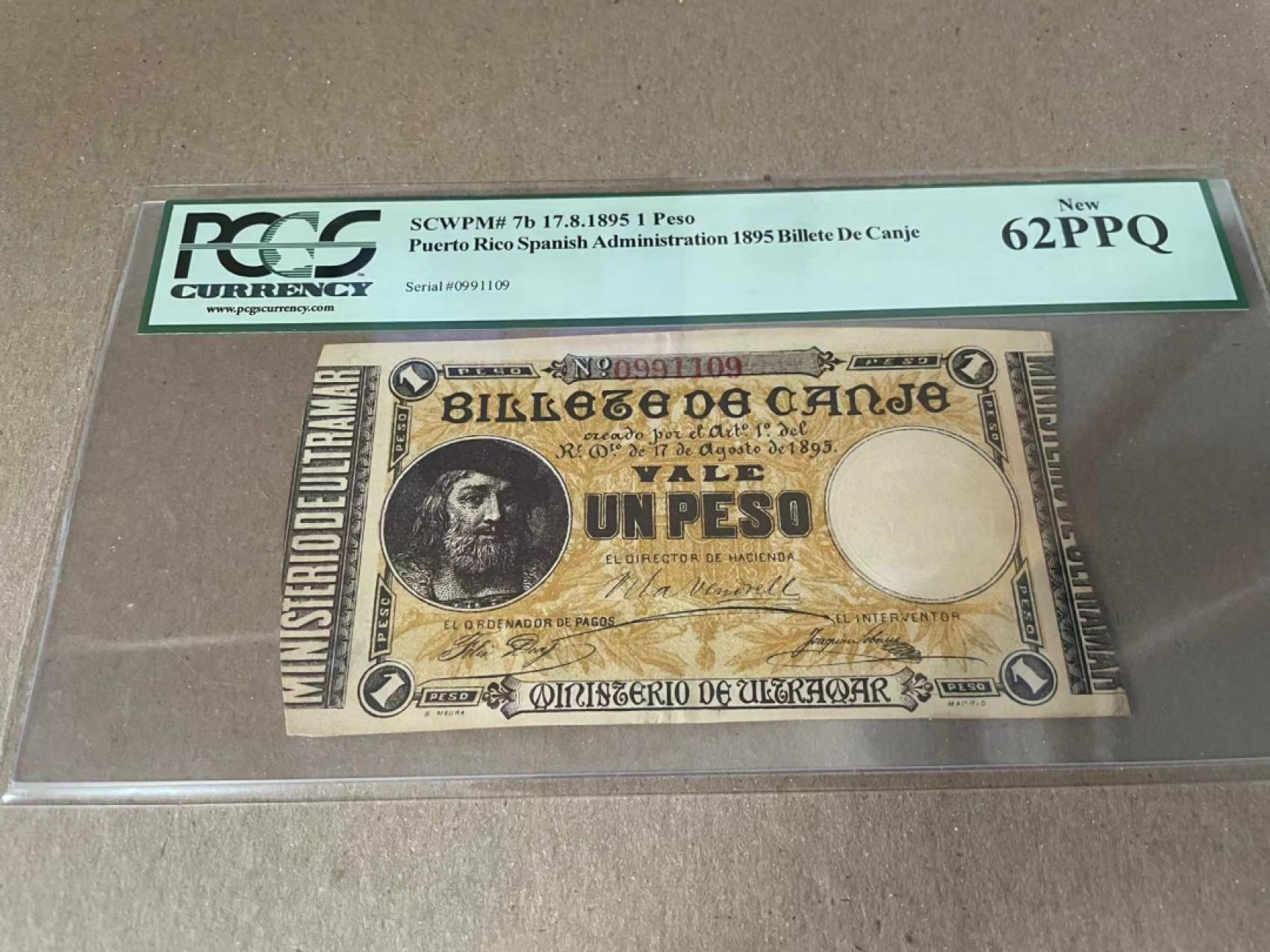 【Blue Auction】✨世界纸币精拍第190期【精】 西班牙属地波多黎各 1895年1比索 PCGS62EPQ 原票 