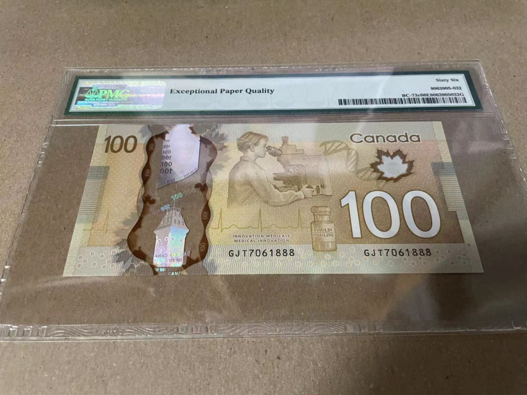 【Blue Auction】✨世界纸币精拍第190期【精】 【888豹子号】加拿大 2011年100元 PMG66EPQ 