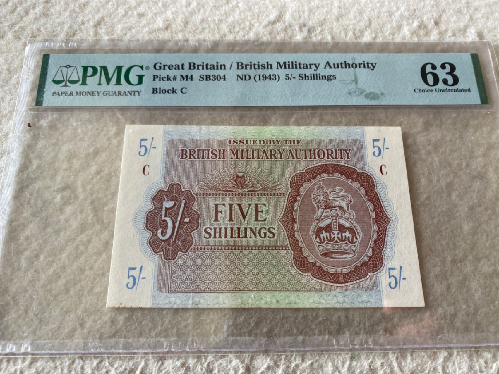 收藏联盟Quantum Auction第166期 即将开拍还有很多大漏等着您！大货送拍返佣活动进行时 1943年英国二战军票 5先令 PMG63