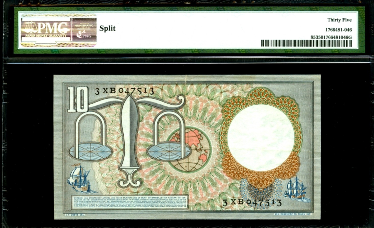 【Blue Auction】✨世界纸币精拍第190期【精】 荷兰 1953年10盾 PMG35 性价比