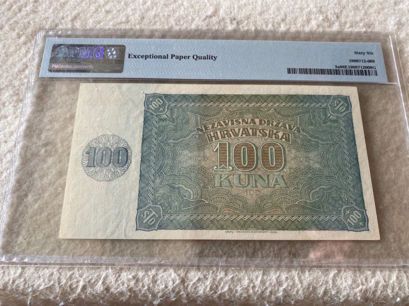 收藏联盟Quantum Auction第166期 即将开拍还有很多大漏等着您！大货送拍返佣活动进行时 1941年克罗地亚500克朗 第一套纸币P-3a PMG66E