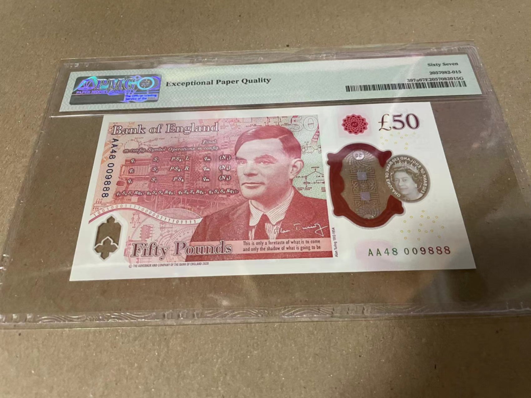 【Blue Auction】✨世界纸币精拍第190期【精】 【888豹子号 AA冠】英国 2020年50镑 PMG67EPQ 