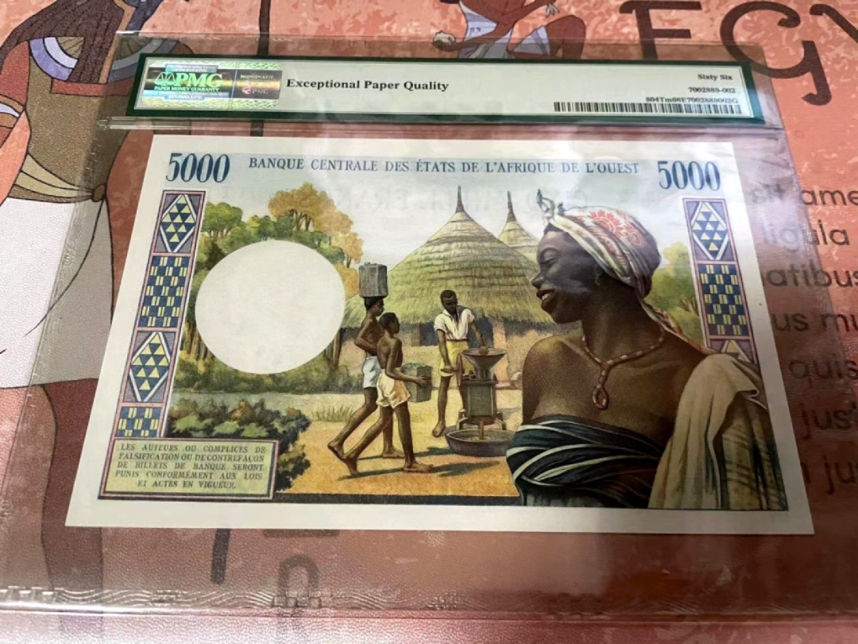 【Blue Auction】✨世界纸币精拍第190期【精】  法属西非 1959-65年5000法郎 多哥版 PMG66EPQ 经典大奶妈