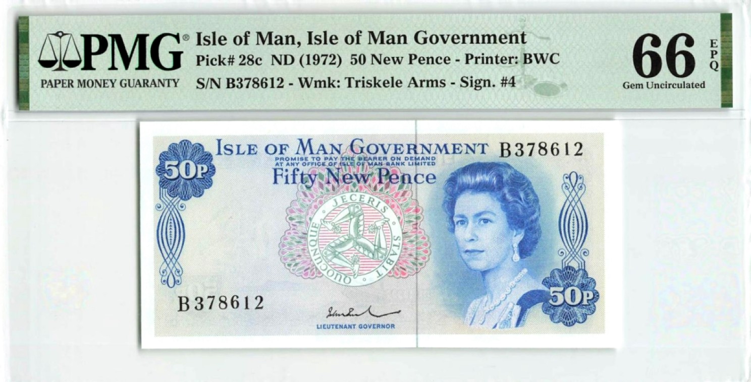 【Blue Auction】✨世界纸币精拍第190期【精】 马恩岛 1972年50新便士 PMG66EPQ BWC出品 女王纸币