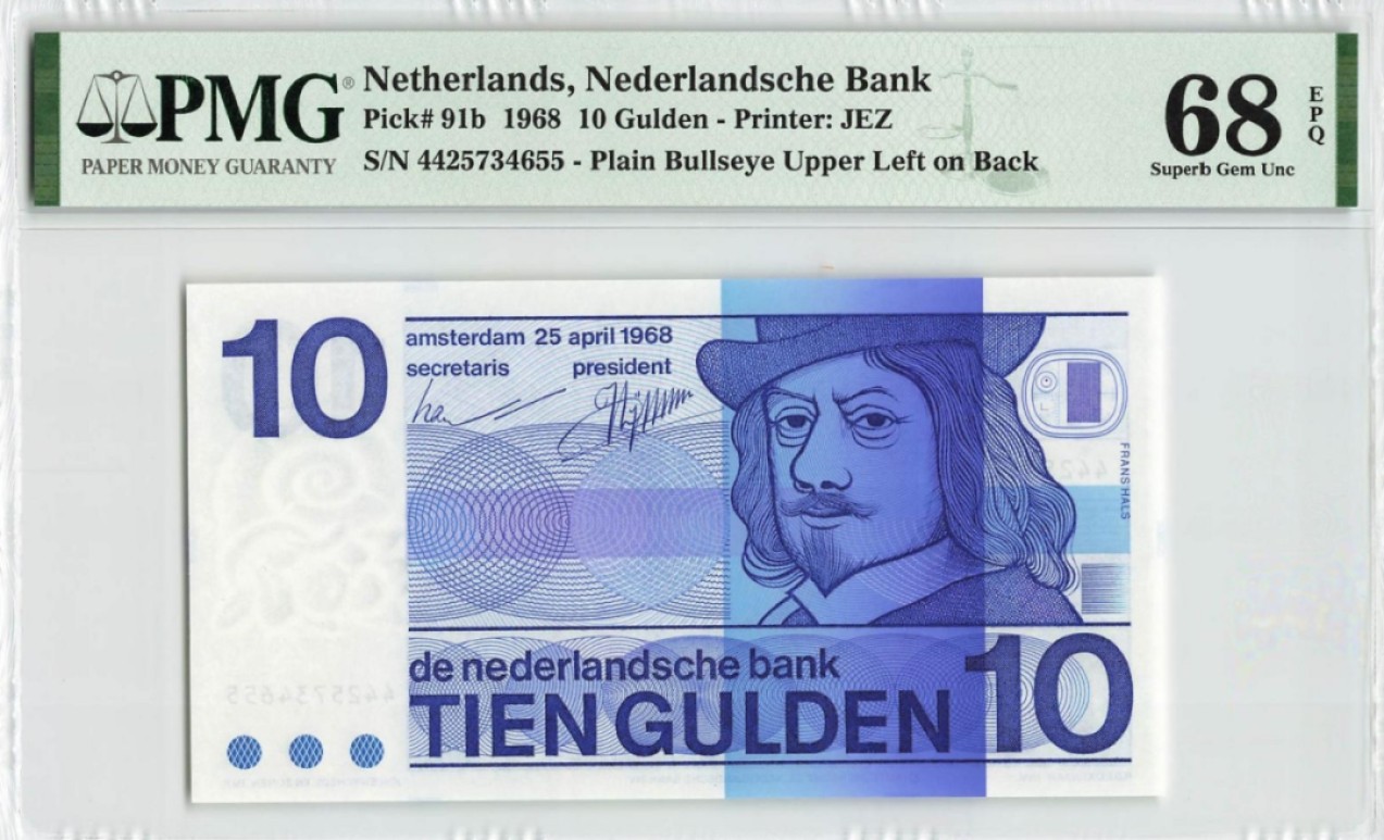 【Blue Auction】✨世界纸币精拍第190期【精】 荷兰 人像版 1968年10盾 PMG68EPQ 高分