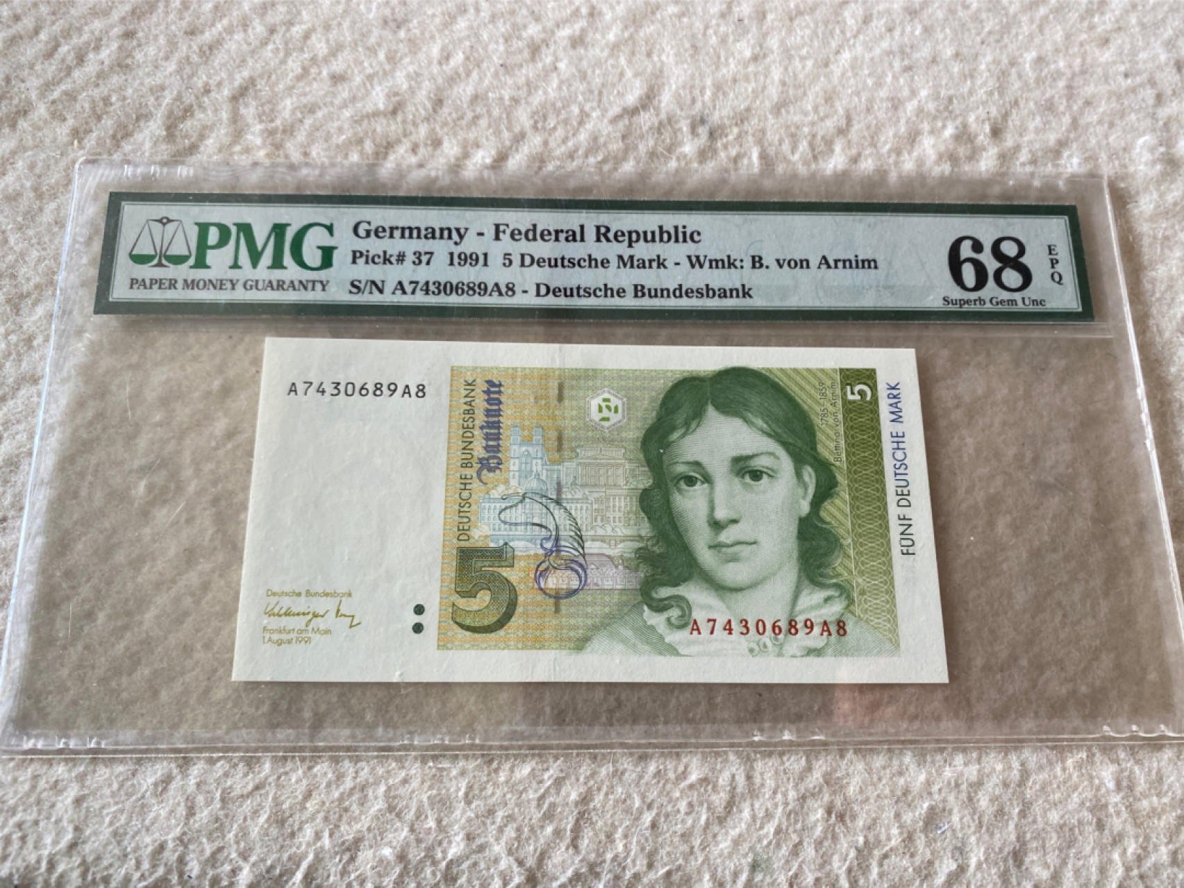 收藏联盟Quantum Auction第166期 即将开拍还有很多大漏等着您！大货送拍返佣活动进行时 1991年联邦德国5马克 AA冠 PMG68E