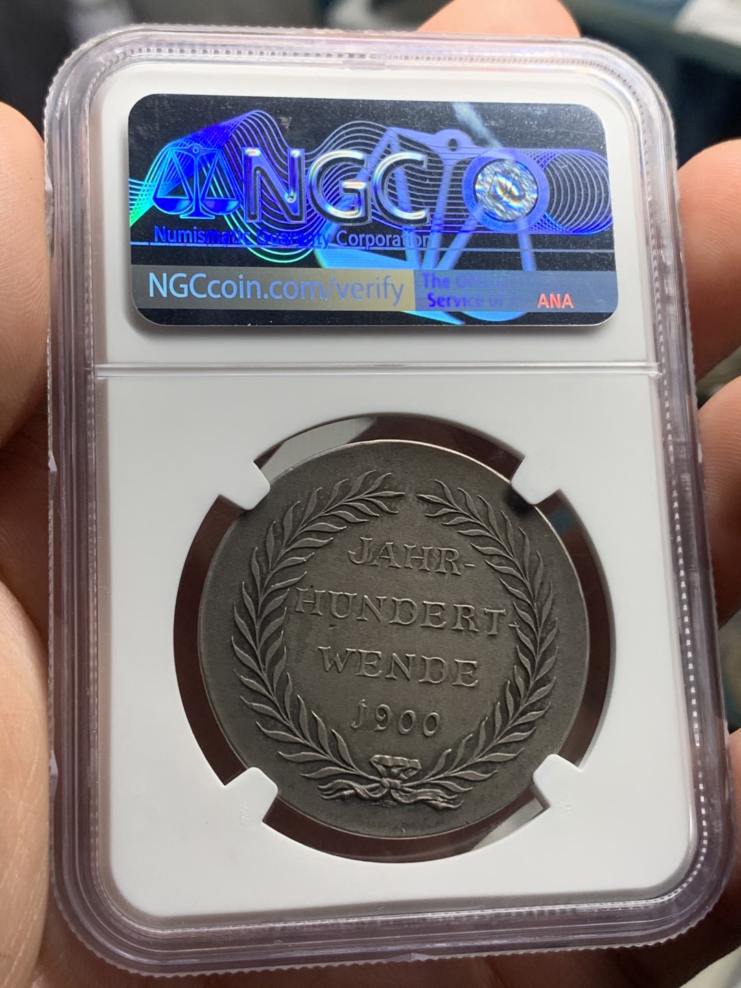 《竞宝斋》中天佳节（端午节特拍）6月12日-周日-第64场 NGC MS63 德国1900年世纪之交纪念银章 名家Lauer作品