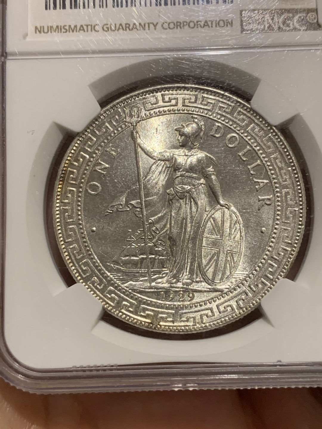 《竞宝斋》中天佳节（端午节特拍）6月12日-周日-第64场 NGC MS66 1929 B版 英国贸易银 孟买厂 站洋银元  更高分只有2枚， 铸纹清晰 SBP在5月拍一枚同分的P盒10800美元