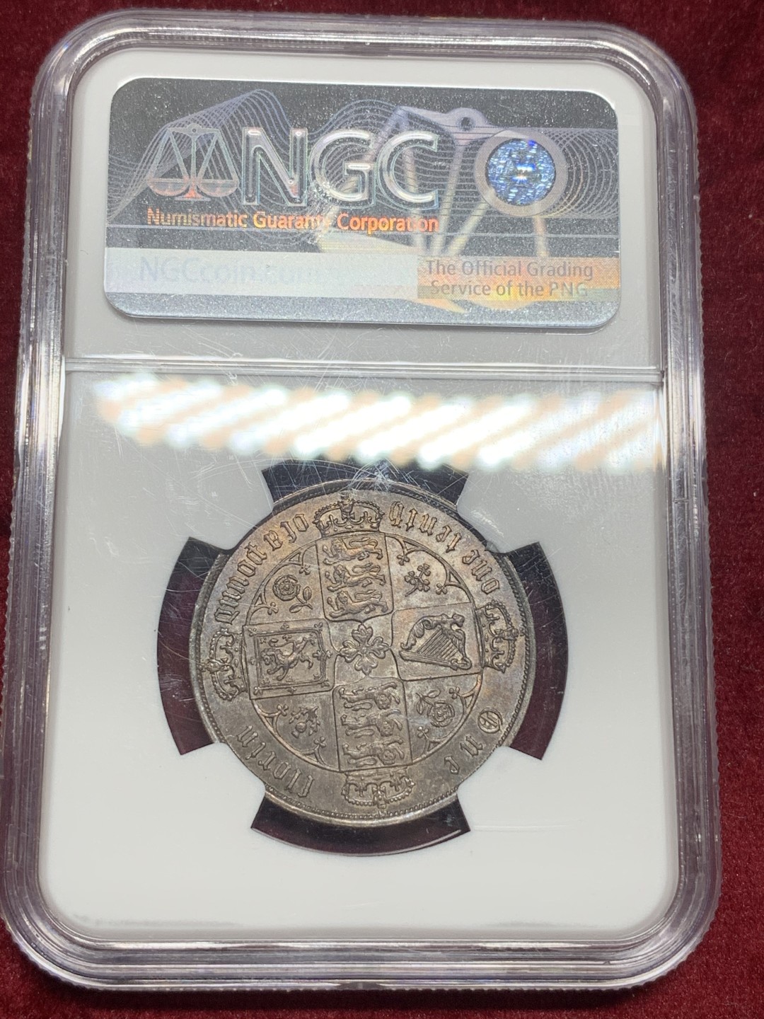 《竞宝斋》中天佳节（端午节特拍）6月12日-周日-第64场 NGC 唯一冠军 MS64 英国1878年哥特体 佛罗林2先令银币 深彩包浆 压印完整 丝绸般光泽 值得珍藏一枚毕业的品种