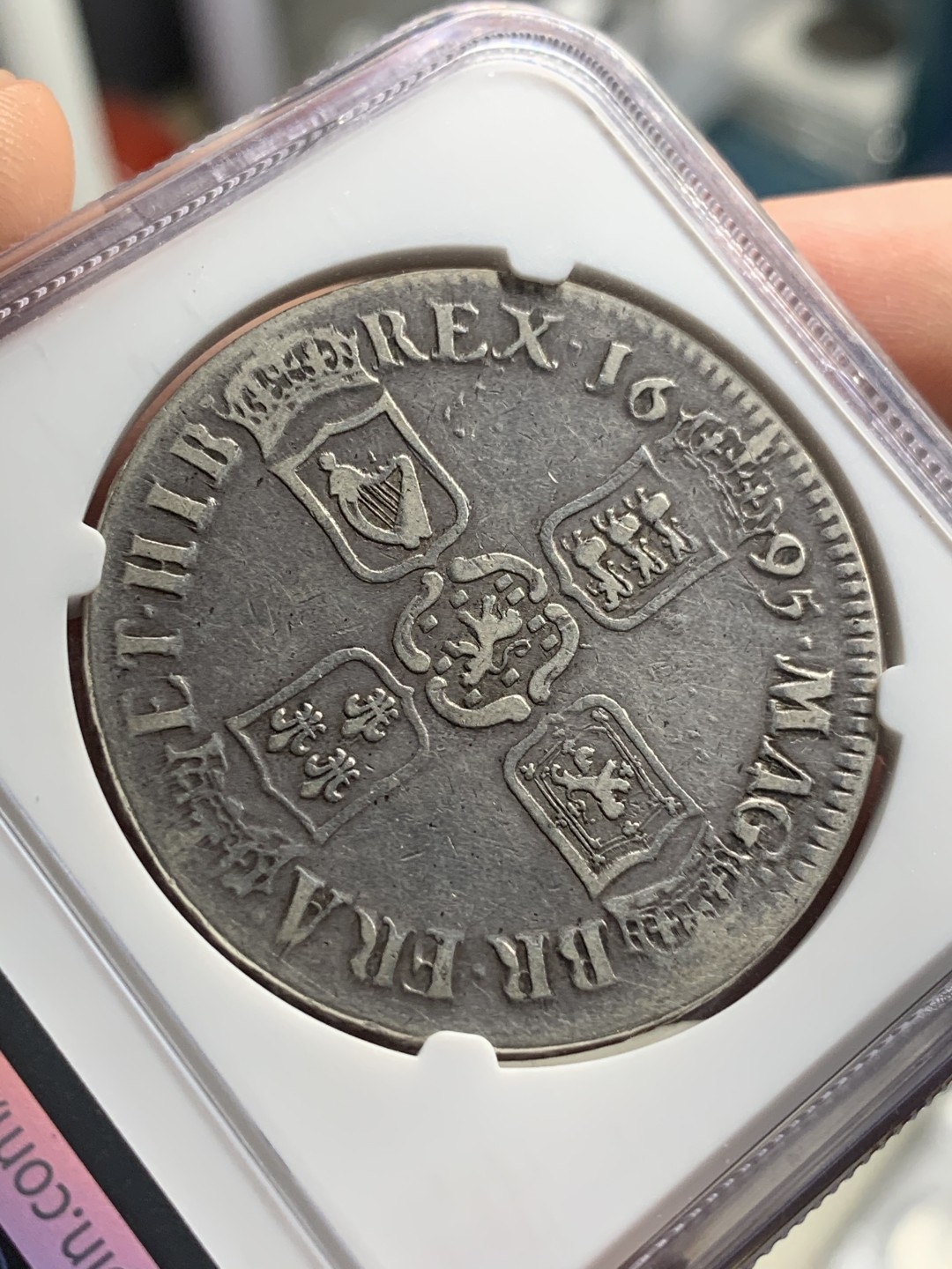 《竞宝斋》中天佳节（端午节特拍）6月12日-周日-第64场 NGC VF20 英国威廉三世 1695 克朗银币 比较1696年份要少，有分不易