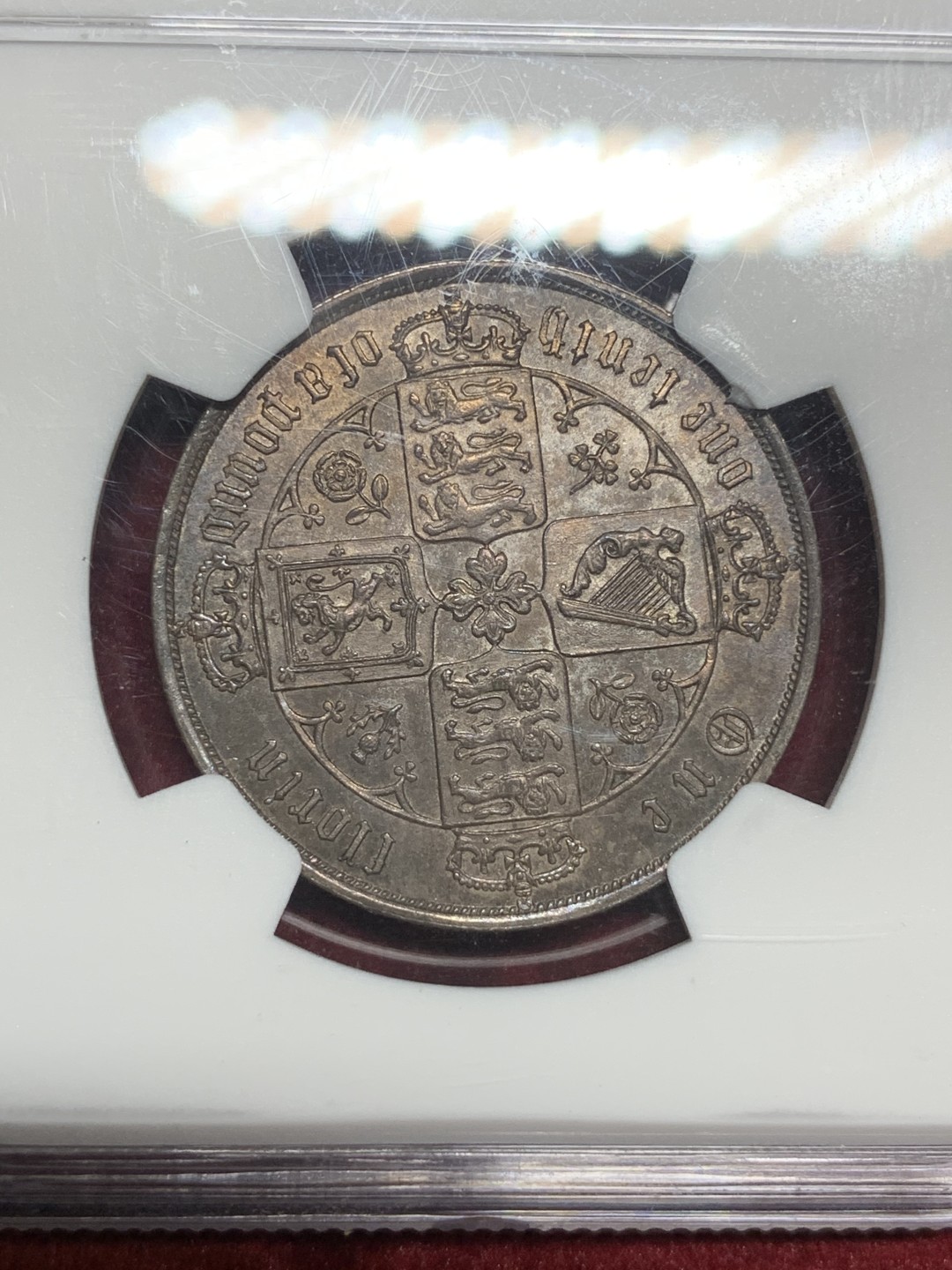 《竞宝斋》中天佳节（端午节特拍）6月12日-周日-第64场 NGC 唯一冠军 MS64 英国1878年哥特体 佛罗林2先令银币 深彩包浆 压印完整 丝绸般光泽 值得珍藏一枚毕业的品种