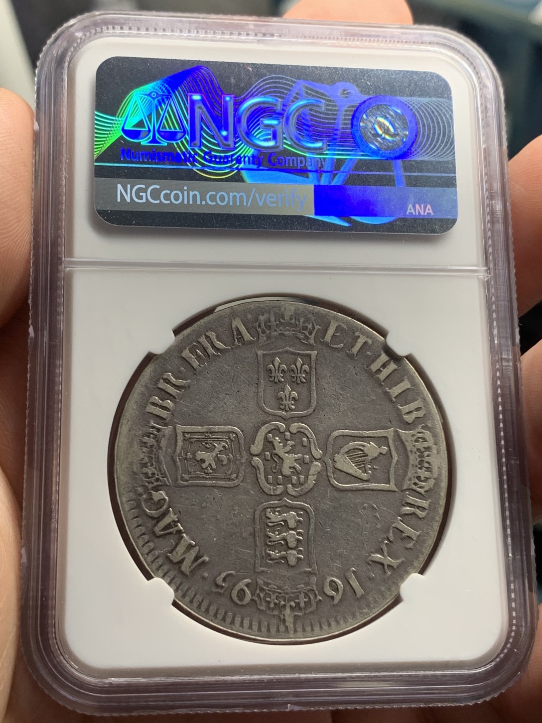 《竞宝斋》中天佳节（端午节特拍）6月12日-周日-第64场 NGC VF20 英国威廉三世 1695 克朗银币 比较1696年份要少，有分不易