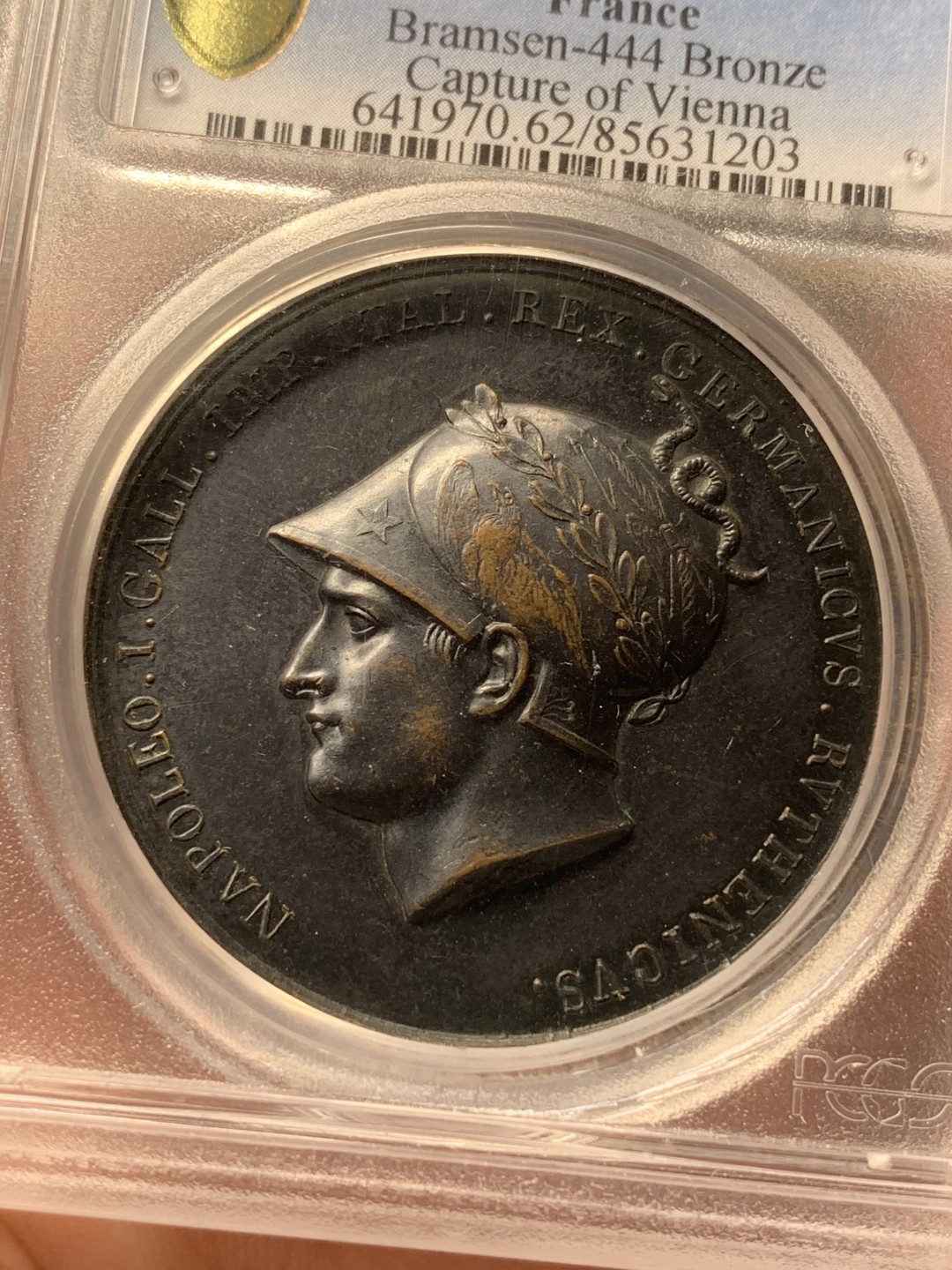 《竞宝斋》中天佳节（端午节特拍）6月12日-周日-第64场 PCGS SP62 法国1805年拿破仑一世攻占维也纳纪念精美原铸铜章 加厚盒子封装