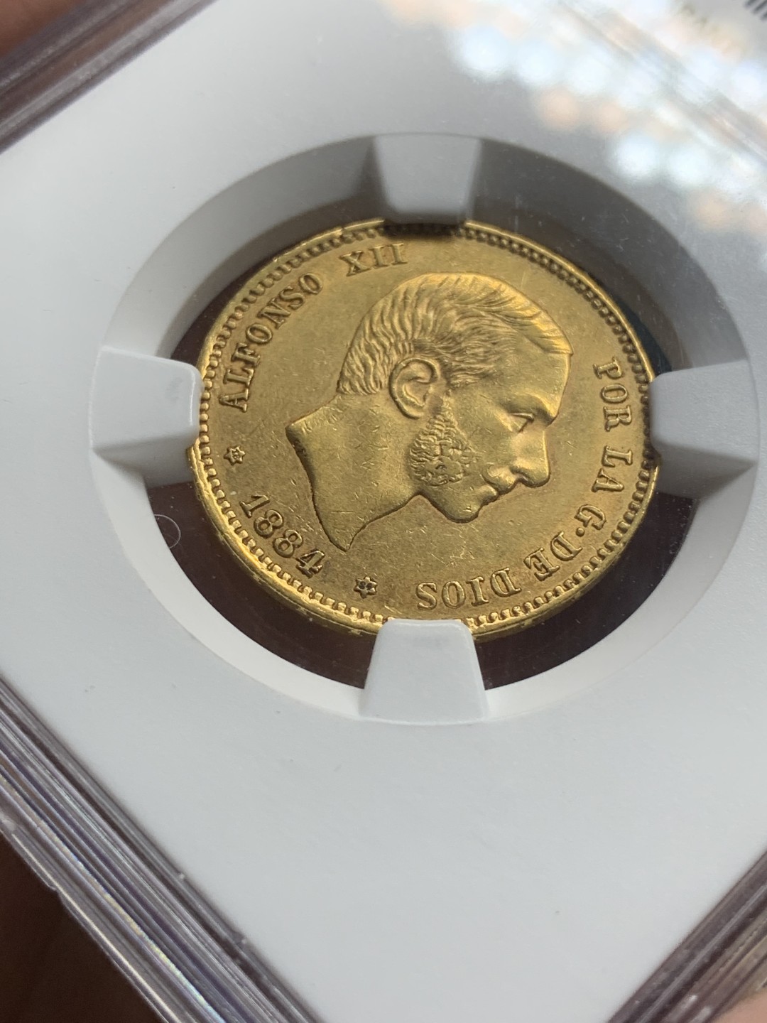 《竞宝斋》中天佳节（端午节特拍）6月12日-周日-第64场 NGC AU58 西班牙1884年阿方索十二世25比塞塔金币 不错的分数 更好的性价比