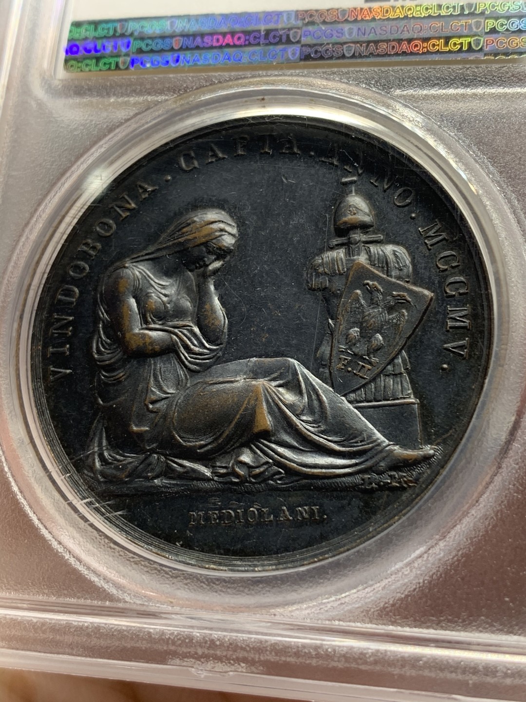 《竞宝斋》中天佳节（端午节特拍）6月12日-周日-第64场 PCGS SP62 法国1805年拿破仑一世攻占维也纳纪念精美原铸铜章 加厚盒子封装