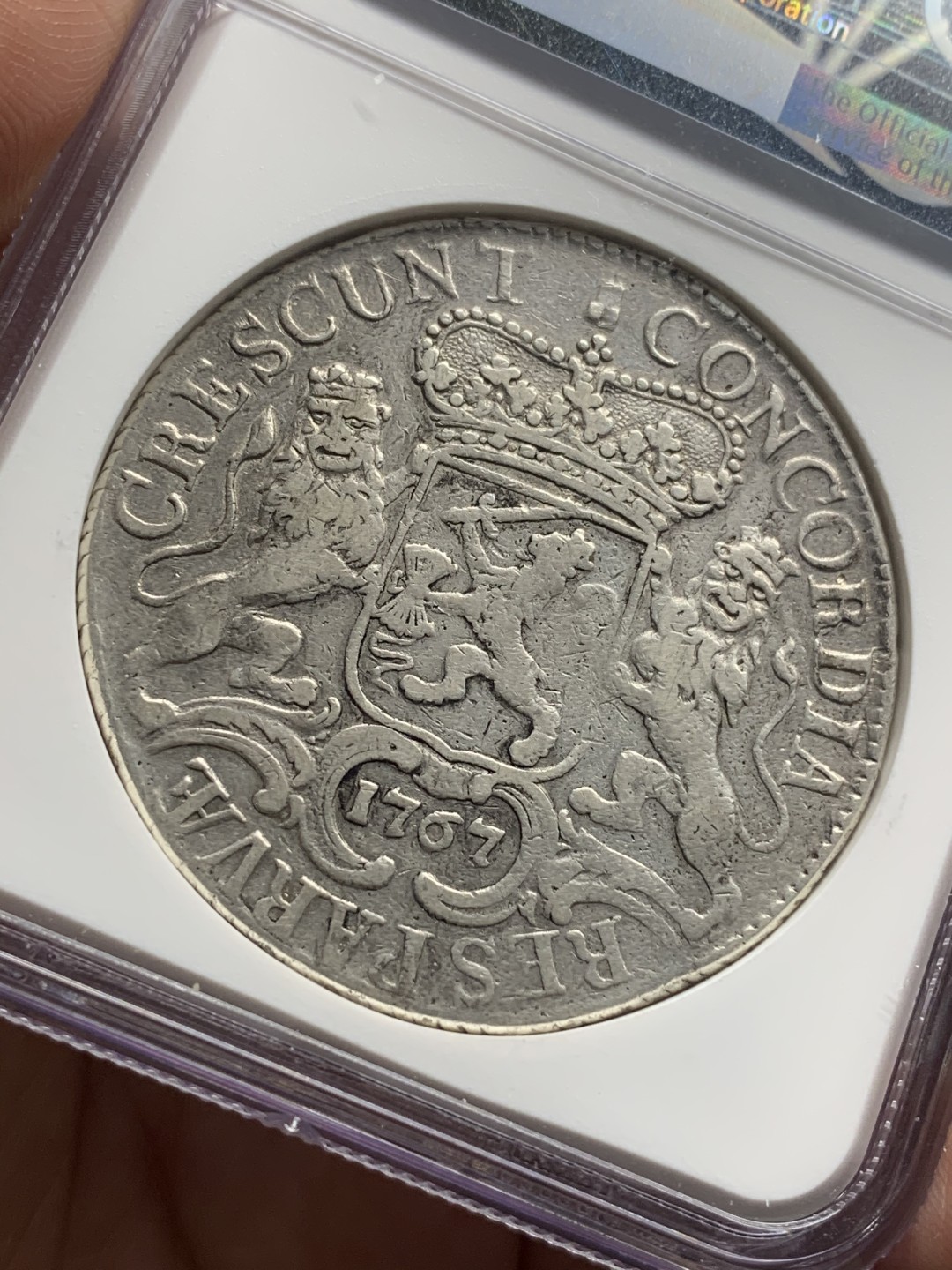 《竞宝斋》中天佳节（端午节特拍）6月12日-周日-第64场 NGC 评级 荷兰 泽兰省 1767年 1杜卡特 大马剑银币 少见省份 32多克大规格 供不应求的品种