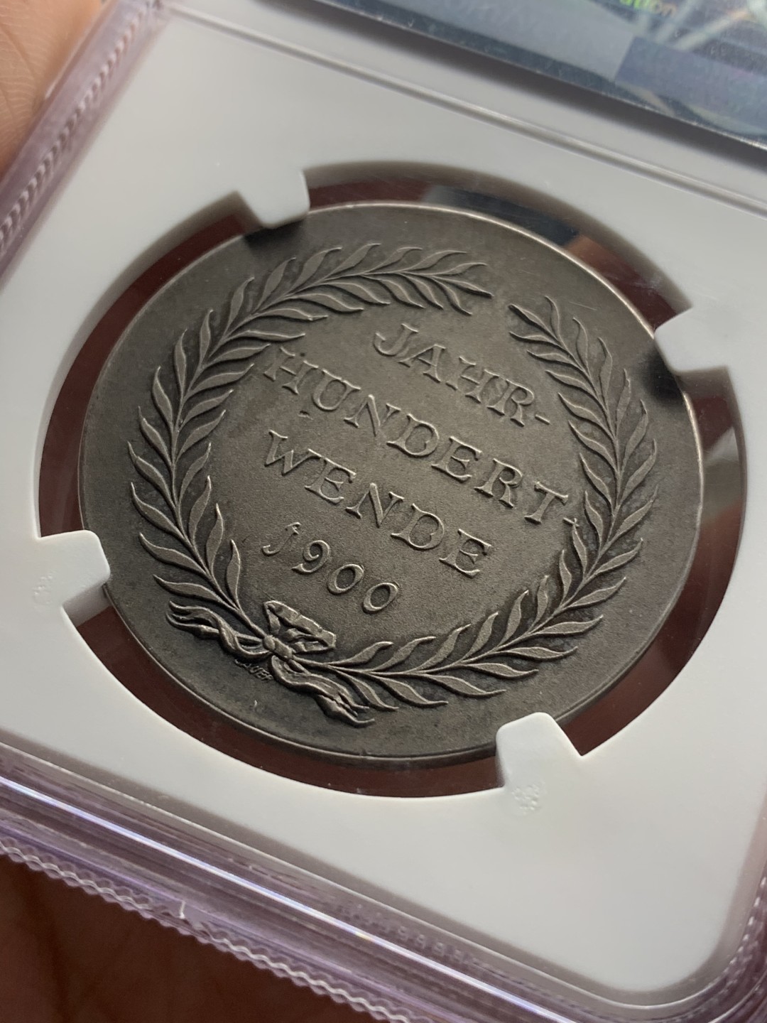 《竞宝斋》中天佳节（端午节特拍）6月12日-周日-第64场 NGC MS63 德国1900年世纪之交纪念银章 名家Lauer作品