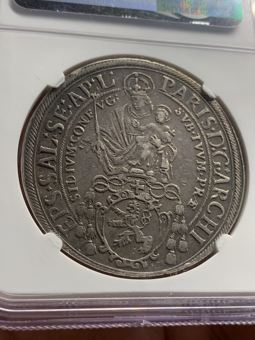 《竞宝斋》中天佳节（端午节特拍）6月12日-周日-第64场 NGC-XFD 奥地利萨尔茨堡 1624年 泰勒银币 原味包浆 45左右的品相，可惜没给分