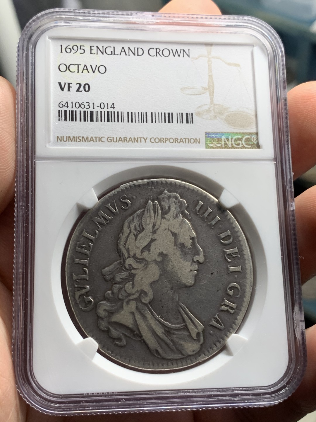 《竞宝斋》中天佳节（端午节特拍）6月12日-周日-第64场 NGC VF20 英国威廉三世 1695 克朗银币 比较1696年份要少，有分不易