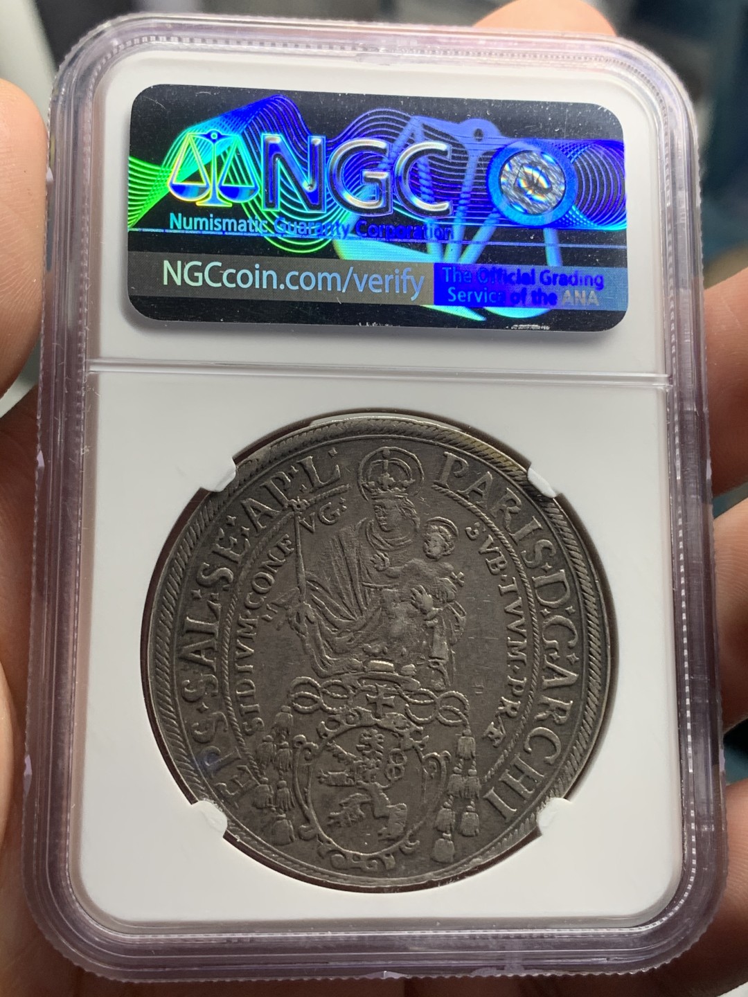 《竞宝斋》中天佳节（端午节特拍）6月12日-周日-第64场 NGC-XFD 奥地利萨尔茨堡 1624年 泰勒银币 原味包浆 45左右的品相，可惜没给分