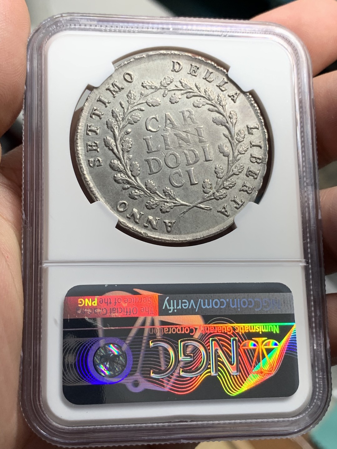 《竞宝斋》中天佳节（端午节特拍）6月12日-周日-第64场 NGC-AU58 1799年那不勒斯共和国12Carlini银币 同比状态极佳 暴涨罕见品种 最近一场MDC拍卖MS62分10000欧元落槌 含佣金约8.5W