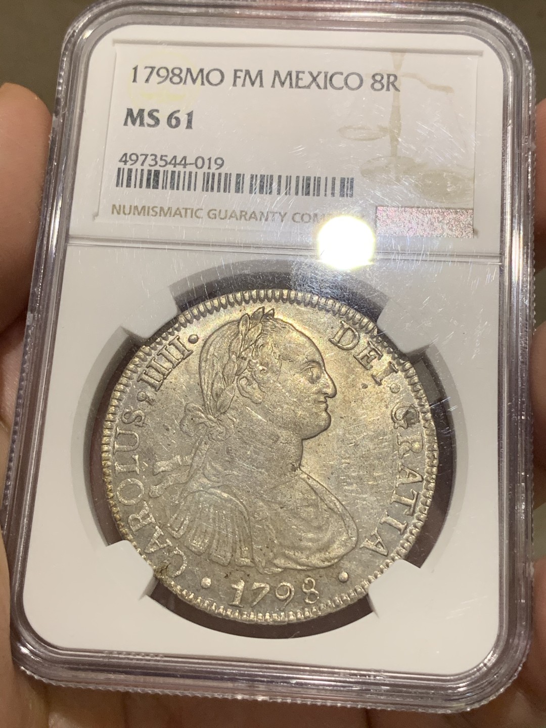 《竞宝斋》中天佳节（端午节特拍）6月12日-周日-第64场 NGC-MS61 墨西哥双柱 卡洛斯四世 1798 8里亚尔 卡四早期年份  熟悉面孔 不一样的状态 值得拥有