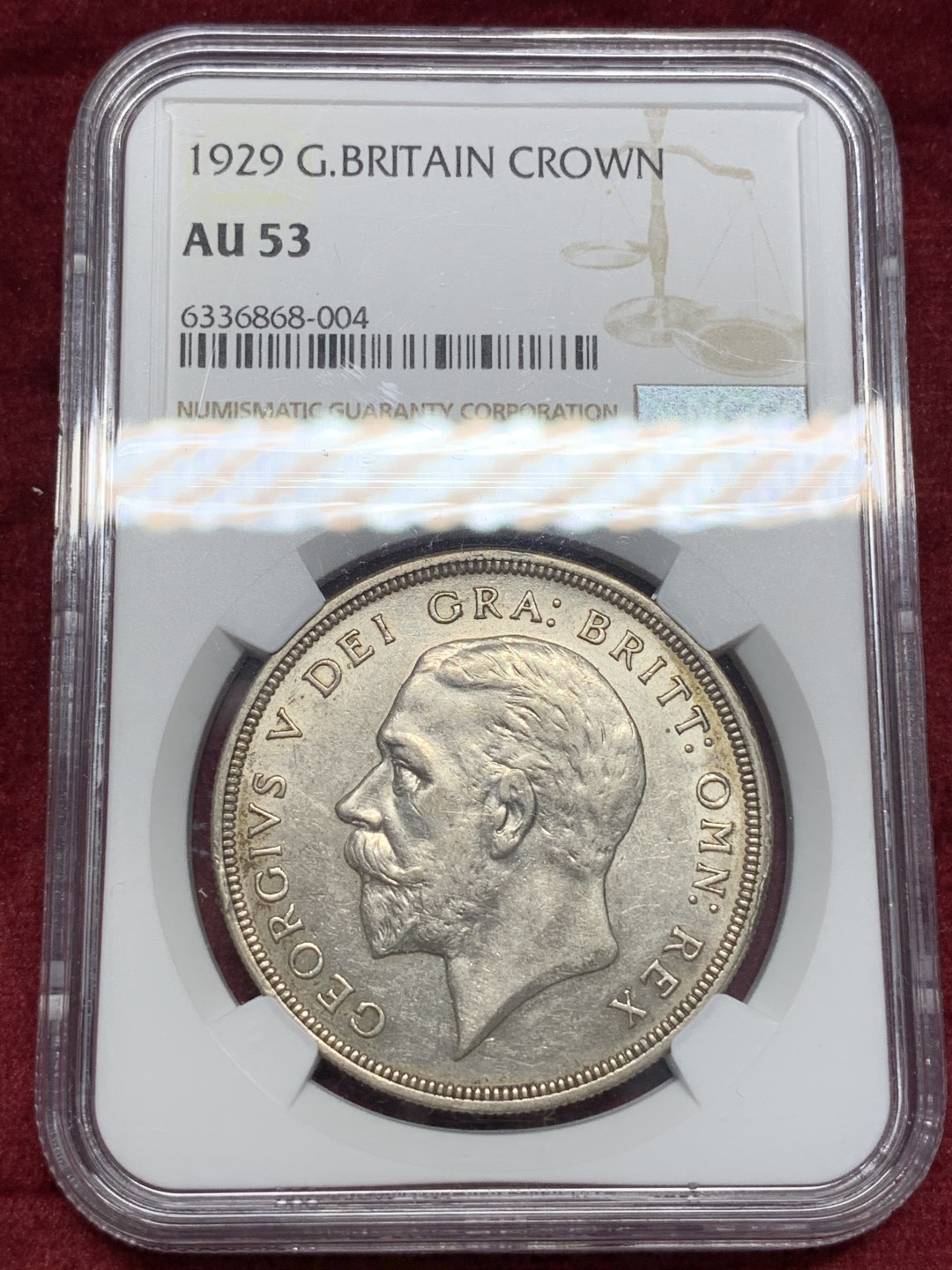 《竞宝斋》中天佳节（端午节特拍）6月12日-周日-第64场 NGC AU53 英国 1929年乔治五世 花冠克朗 银币 比较难得克朗