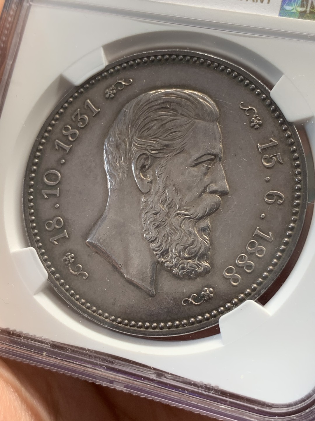 《竞宝斋》中天佳节（端午节特拍）6月12日-周日-第64场 NGC MS61 德国1888年 腓特烈三世逝世 日耳曼妮娅 纪念大银章 41MM 32克 首见   和1888三皇5马克绝配