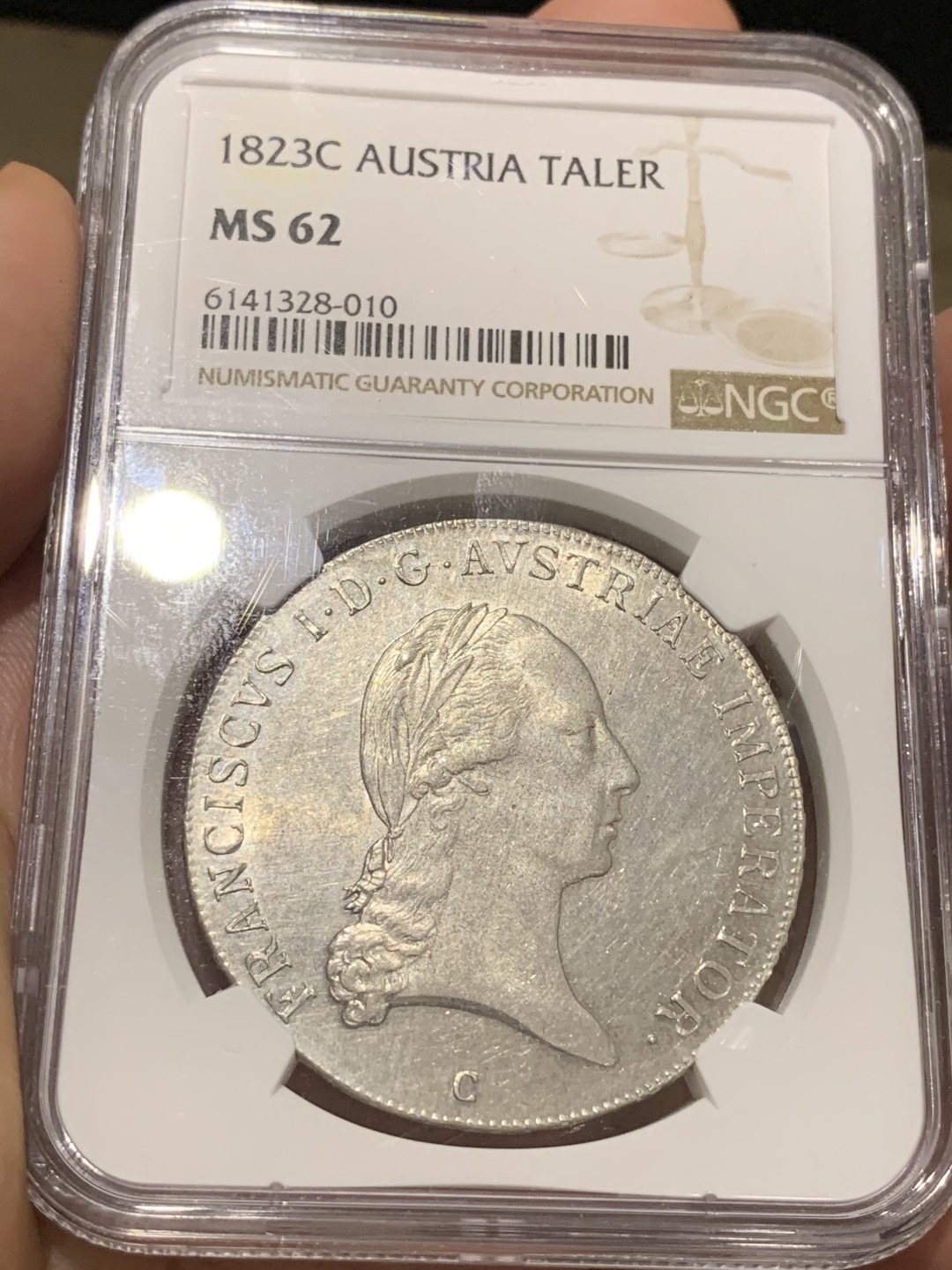 《竞宝斋》中天佳节（端午节特拍）6月12日-周日-第64场 NGC-MS62 奥匈帝国 1823-C 弗朗茨一世泰勒 N/P 唯一冠军分 鹰面浮雕细腻 底板完好 收藏级高分