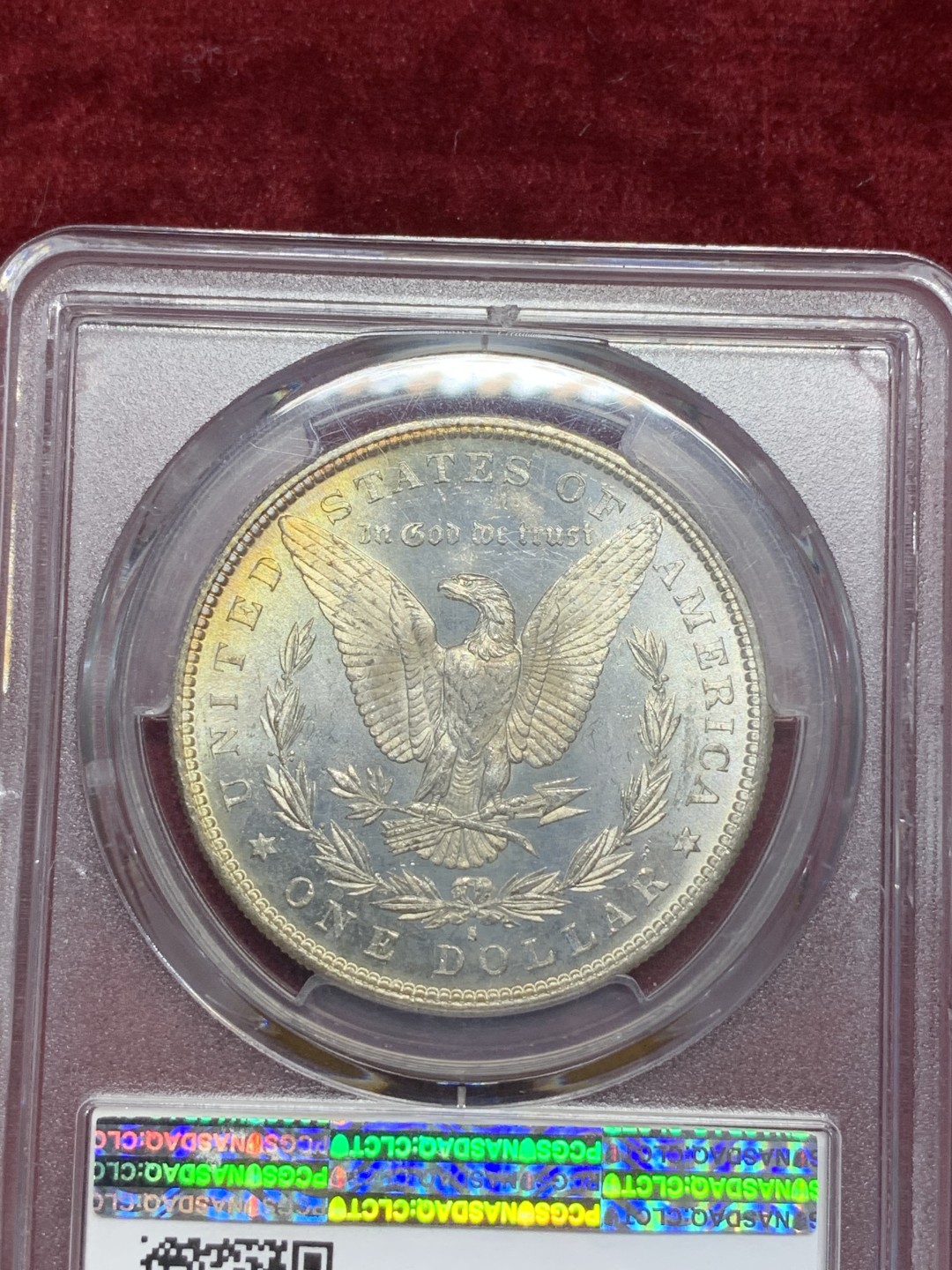 《竞宝斋》中天佳节（端午节特拍）6月12日-周日-第64场 PCGS MS65+ 美国摩根1880年 高分月牙彩 色谱完整难得一见 集光色于一身