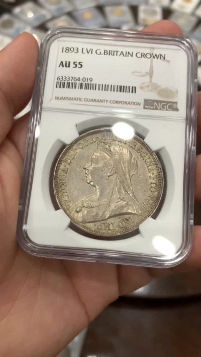 《竞宝斋》中天佳节（端午节特拍）6月12日-周日-第64场 NGC-AU55 英国1893 披纱马剑 原汁原味 脸蛋胖嘟嘟