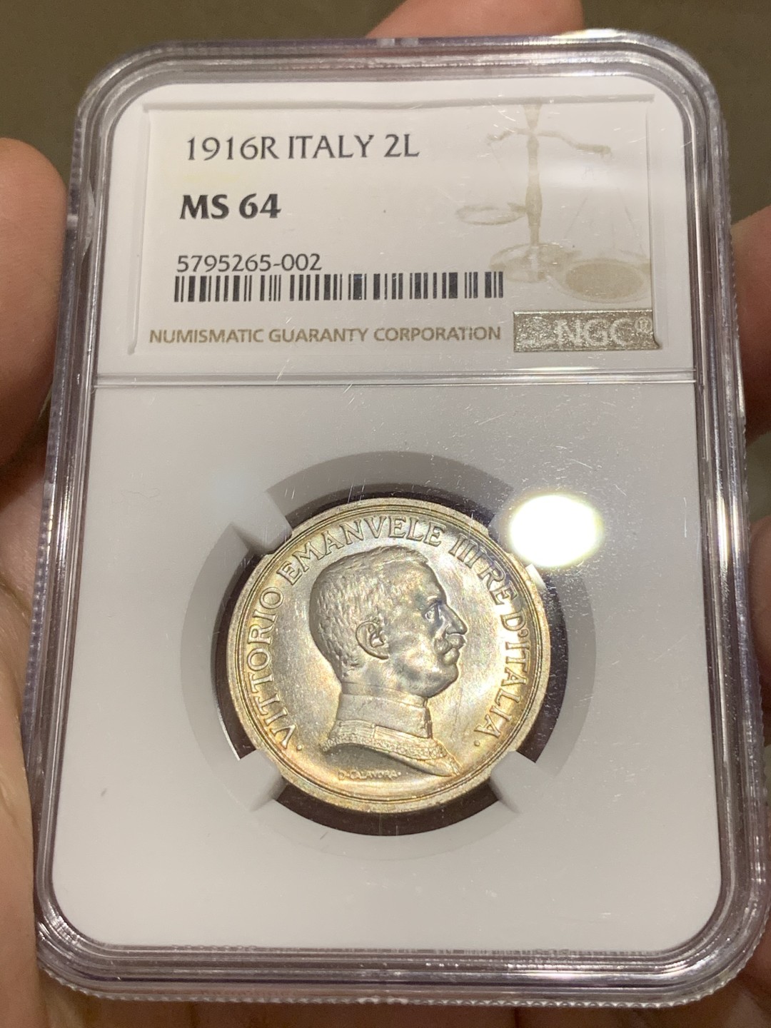 《竞宝斋》中天佳节（端午节特拍）6月12日-周日-第64场 NGC-MS64 意大利 1916R 2里拉银币 胜利女神马车女神 背面细节完好清晰 顶级品相！可以收藏