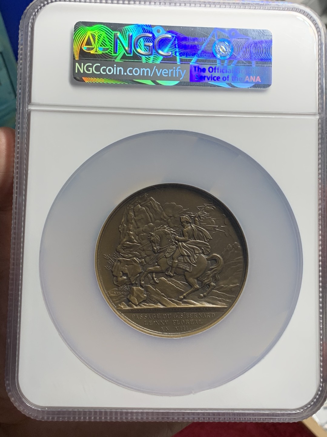 《竞宝斋》中天佳节（端午节特拍）6月12日-周日-第64场 NGC MS62 法国1800年拿破仑一世马伦哥战役纪念大铜章 N大盒封装 精美大气 经典品种